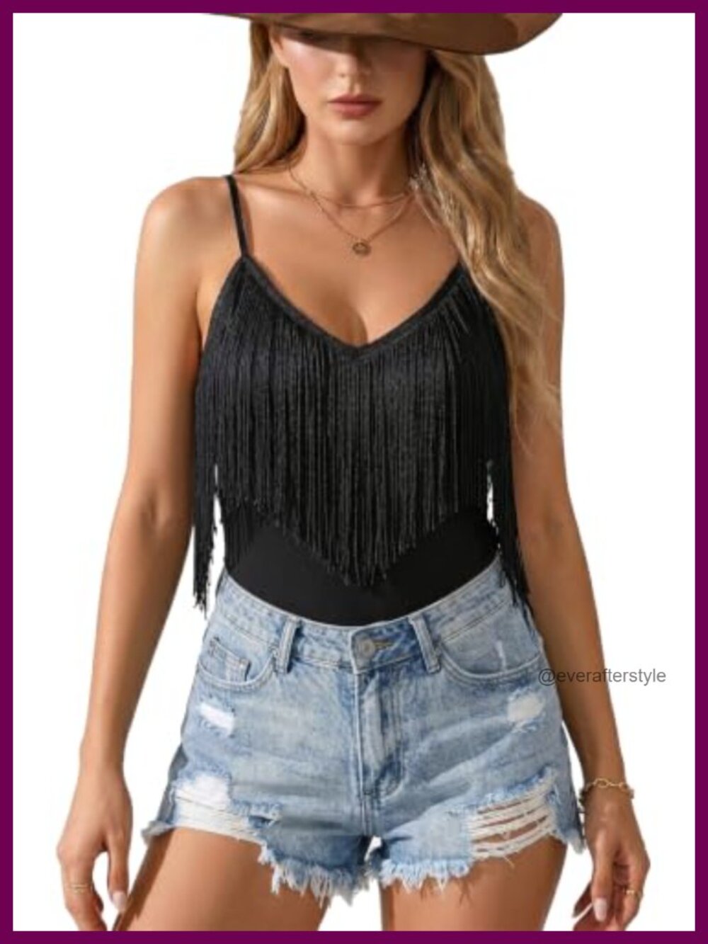Western Cowgirl Fringe Tank Top V-Neck Sleeveless Country Concert Rodeo